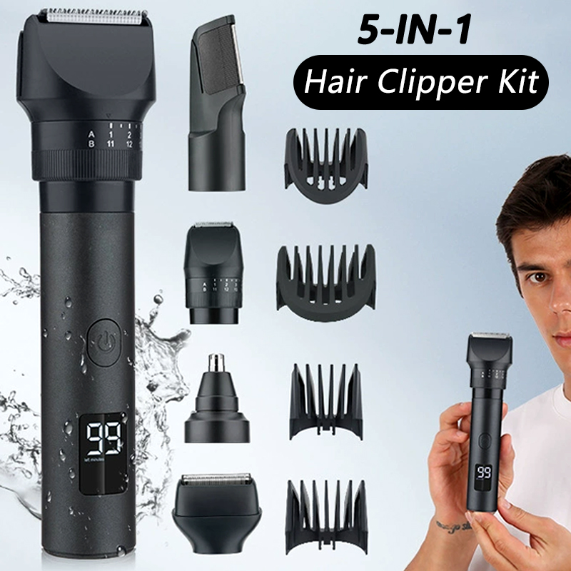 Men'S Grooming Kits - Tagliacapelli Cordless 5-in-1 con Display LED,